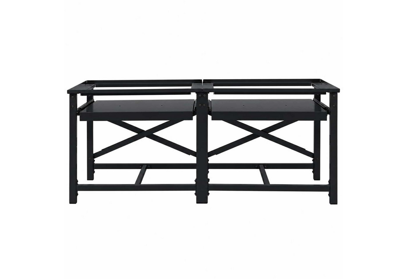 vidaXL Waschmaschinenumbauschrank Waschmaschinen-Podest 2 stk. Schwarz 120 x 56 x 52 cm Stahl (2-St) Bild 5