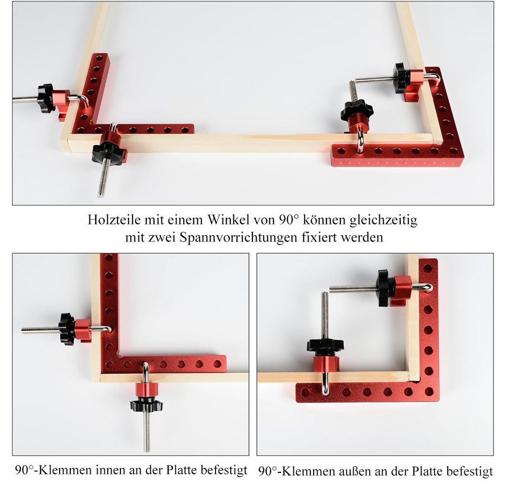 AFKSMILE Klemmen 90 Grad Positionierwinkel, Rechtwinklige Klemme aus Aluminiumlegierung, Tischler-Eckklemme, quadratisches Werkzeug für Bilderrahmen, Schränke