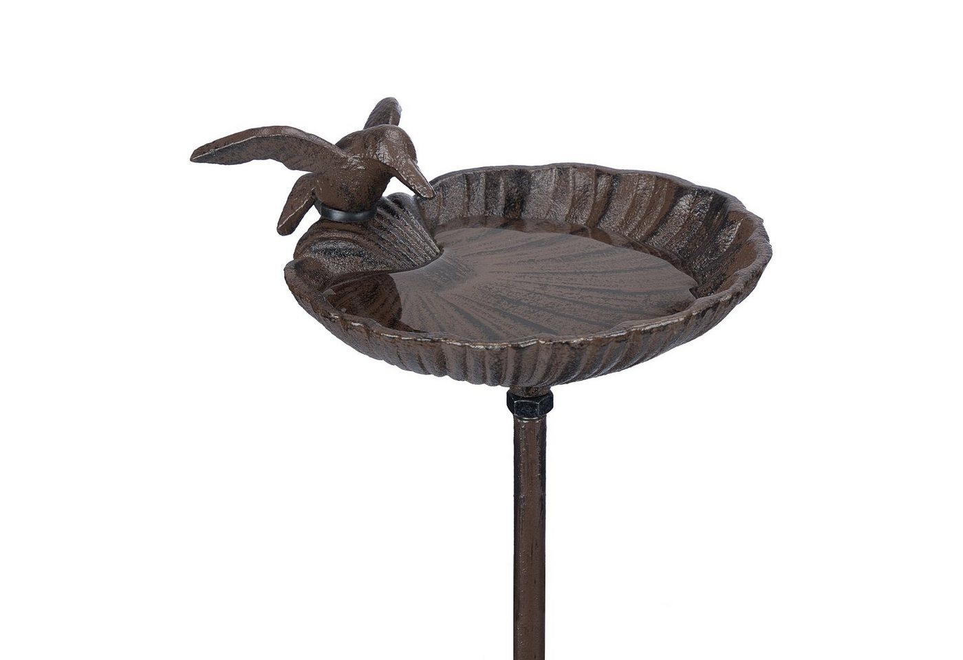 Vogeltränke zum Stecken, Wasserschale mit Vogel, frostsicher, Gartenstecker, 100 cm hoch, Gusseisen, braun - Relaxdays Bild 2
