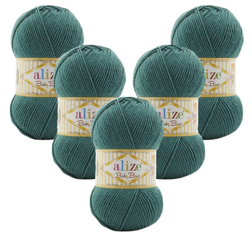 Alize 5 x ALIZE Baby Best 847 plumage Häkelwolle, 240 m, Babywolle,Viskose,Anti-Pilling,Babygarn