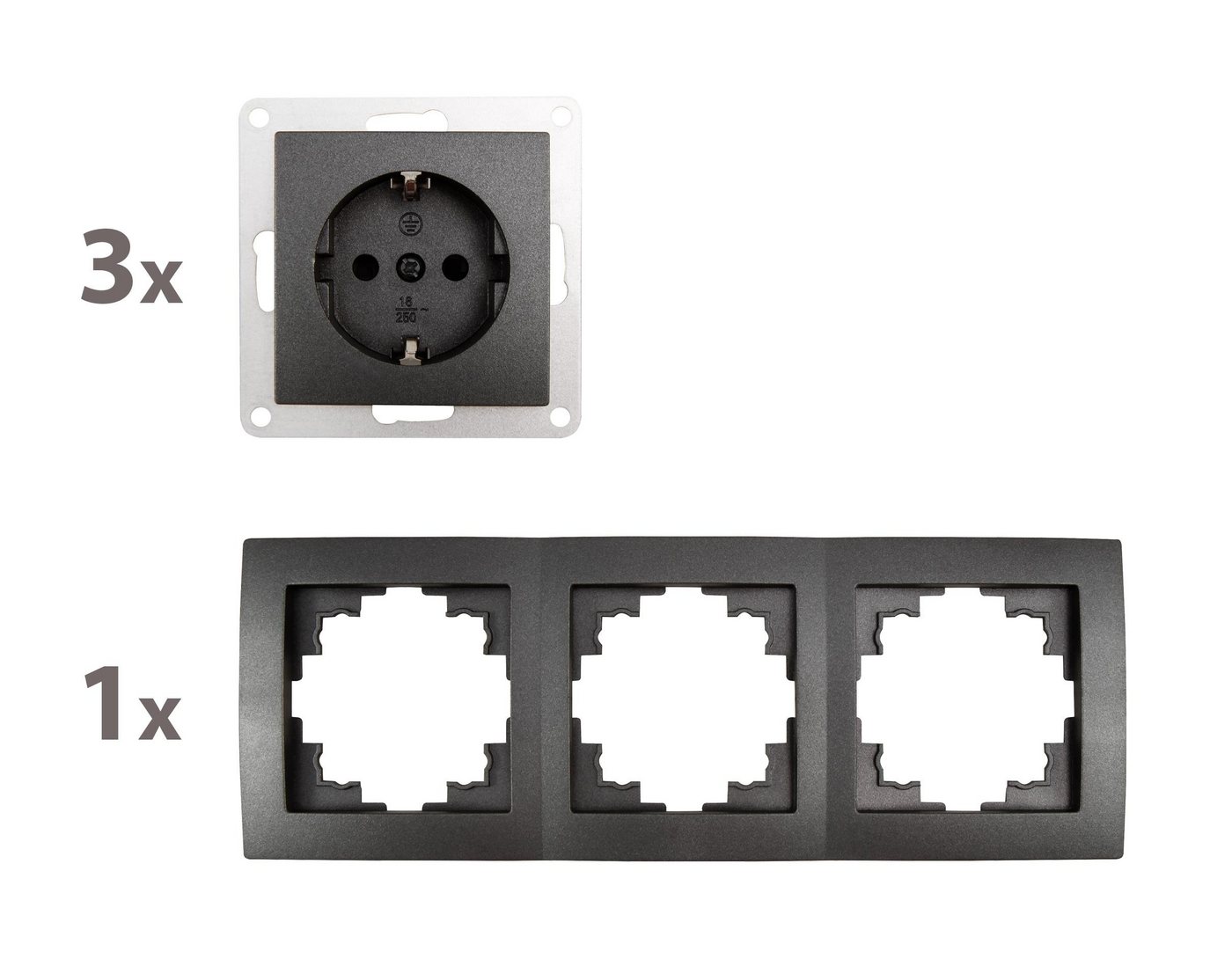 McPower Steckdose Steckdosen Set McPower Flair Beginner 3S Profi 4-teilig, Klemmanschlus