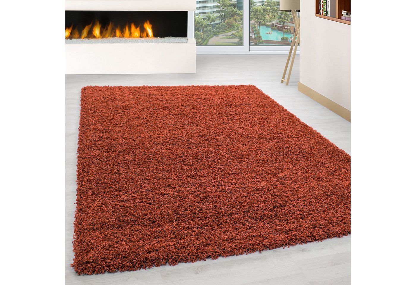 Teppich Boss Teppich Hochflor Teppich Lux Terrakotta, Läufer, Höhe: 30 mm