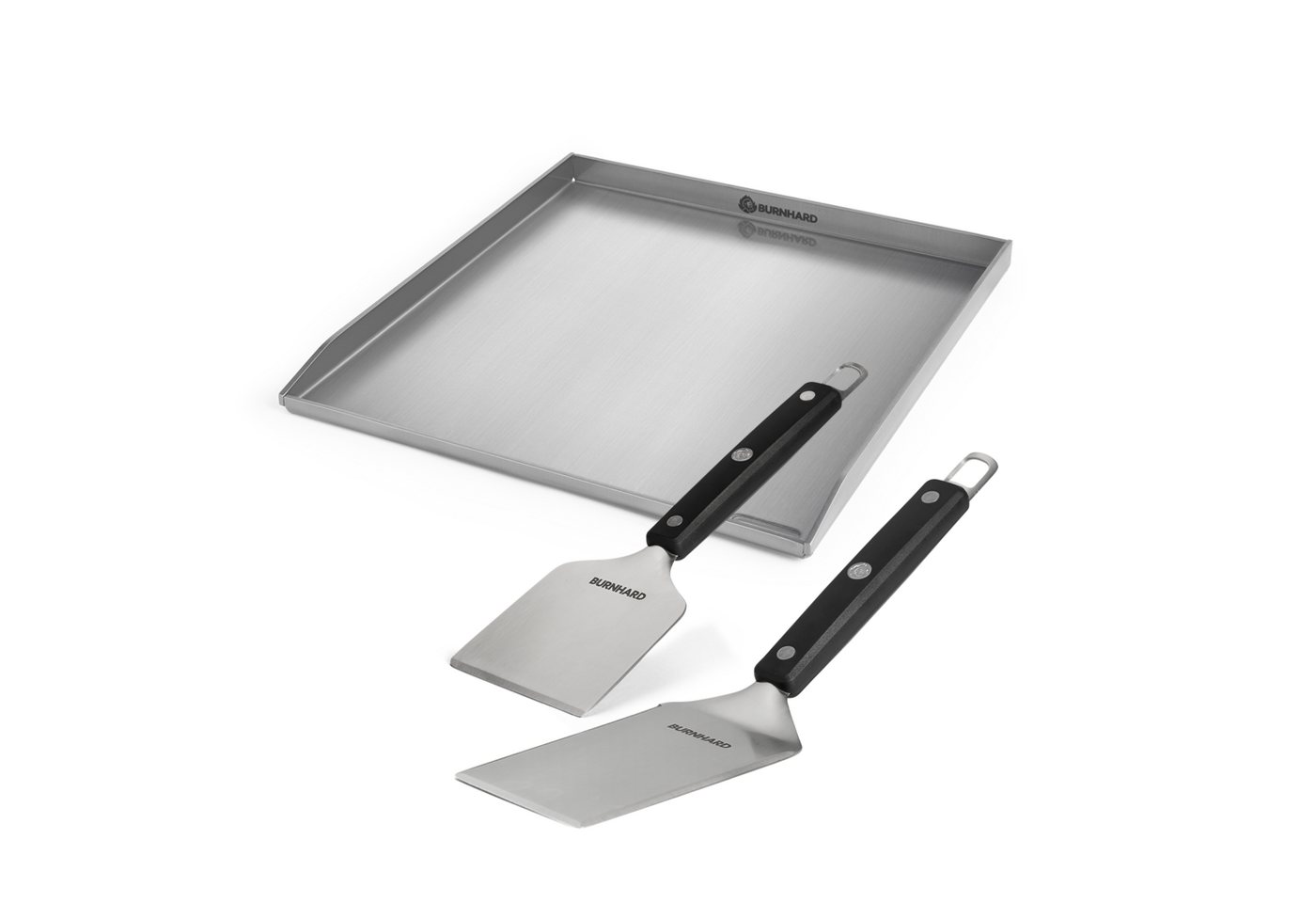BURNHARD® Grillplatte Plancha Set 41,5 x 40,0 cm, 2tlg. Grillspachtel und Grillschaber Set Bild 2