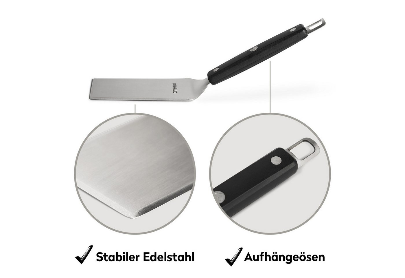 BURNHARD® Grillplatte Plancha Set 41,5 x 40,0 cm, 2tlg. Grillspachtel und Grillschaber Set Bild 4