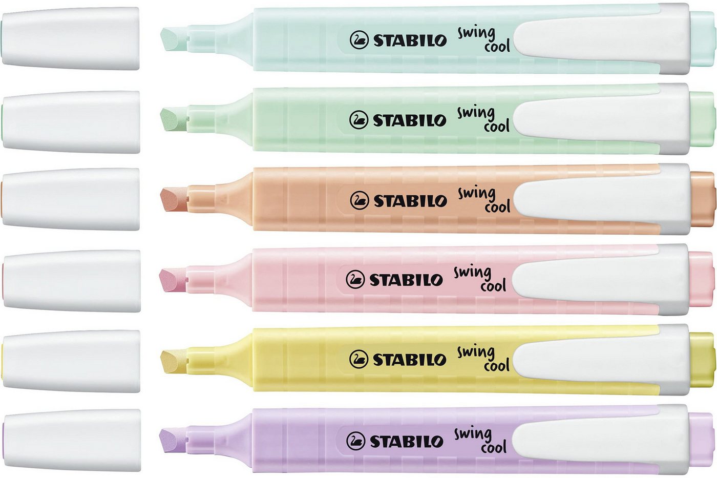 STABILO Filzstift Textmarker-Set mit 6 Farben, Pastell, 6er Pack, Ideal für Schule und Büro, handliches Design Bild 3