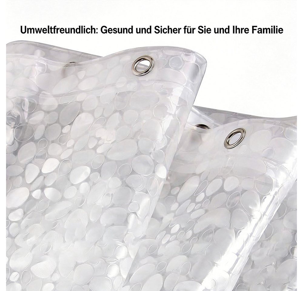 Fyrove Duschvorhang Duschvorhang Anti-Schimmel mit Gewicht Magnet unten, 3D Steinmuster Breite 180 cm, 0.2mm Wasserdicht Antibakteriell Eva Vorhang für Dusche und Badewanne Bild 2