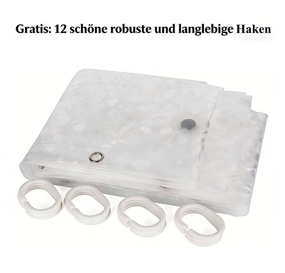 Fyrove Duschvorhang Duschvorhang Anti-Schimmel mit Gewicht Magnet unten, 3D Steinmuster Breite 180 cm, 0.2mm Wasserdicht Antibakteriell Eva Vorhang für Dusche und Badewanne Bild 5