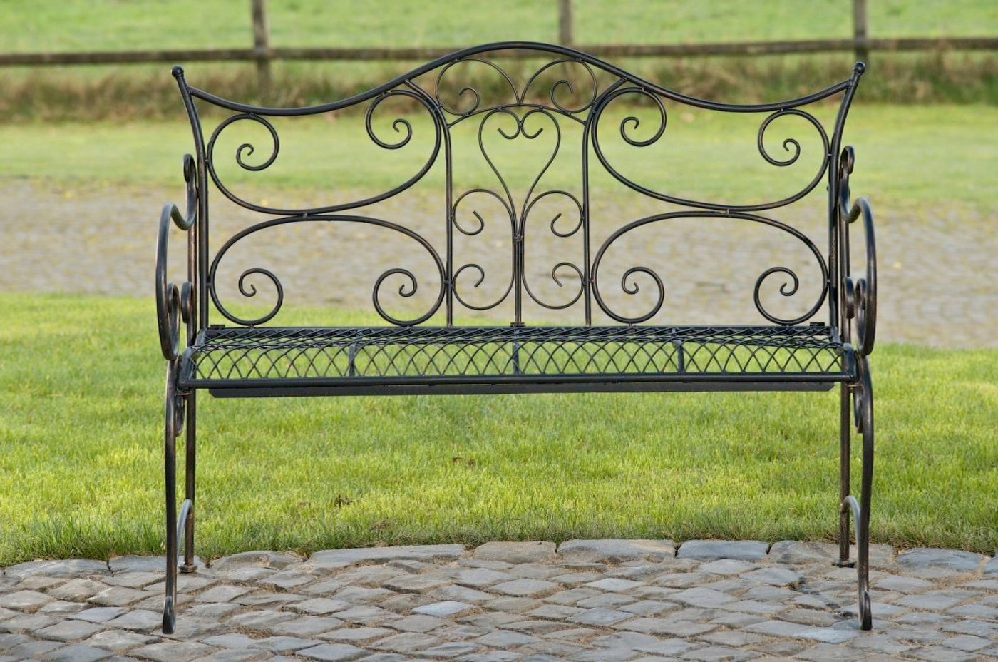 TPFGarden Gartenbank Targo, hochwertige lackierte Metallbank Eisenbank für 3 Personen Bronze Bild 4
