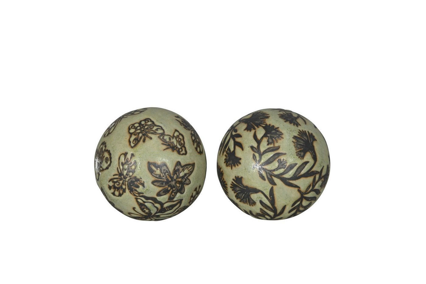 finehomegarden Teichfigur Schwimmkugel 2fach sort. hellgrün Ø4cm/Ø6cm/Ø8cm Blüten Porzellan, (Set), Schwimmende Kugeln für Teich, Brunnen & Wasserschalen 3Größen wählbar Bild 3