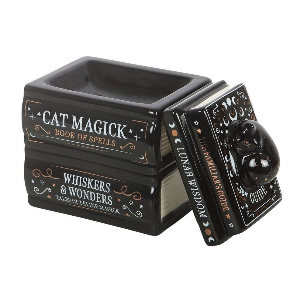 Something Different Duftlampe Duftlampe Cat Magick – Book of Spells - Gothic Ölbrenner Katze