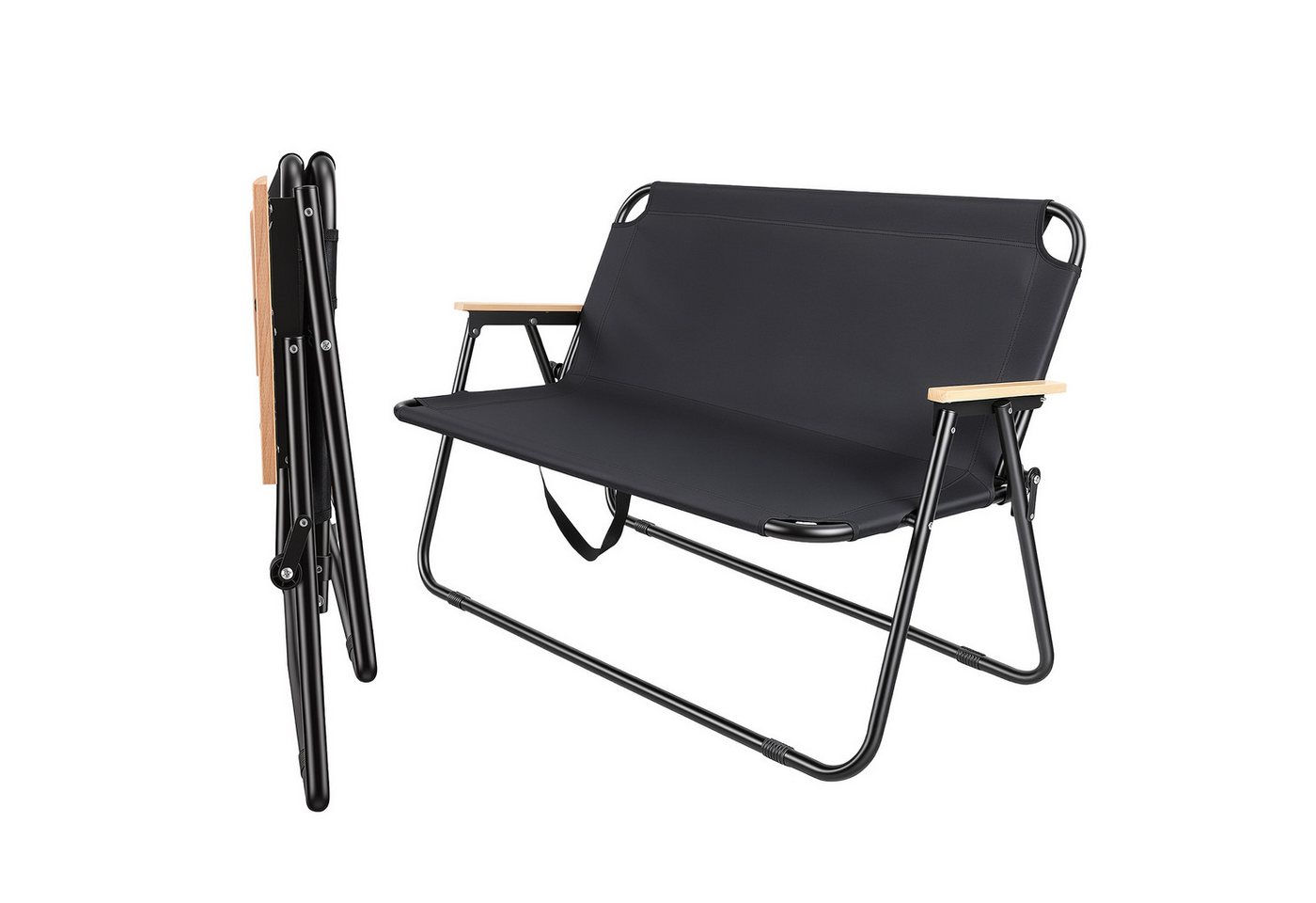 Rutaqian Gartenlounge-Bank Gartenbank Klappbar 2 Sitzer Faltbare Outdoor Sitzbank mit Rückenlehne, Robuste Campingbank mit Armlehne für Terrasse Balkon Garten Camping Bild 5