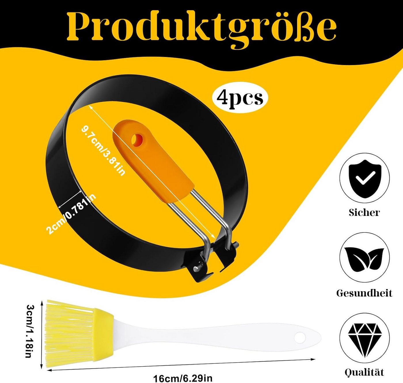FELIXLEO Eier-Pochierer 4er Eierringe Edelstahl Für Spiegelei Omelett Pfannkuchen, (1-tlg) Bild 4