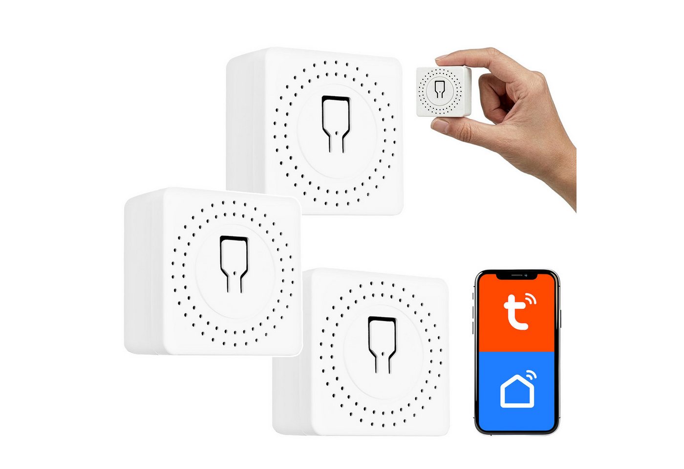 GreenBlue Relais-Modul GB739 Smart Tuya WLAN-Steuerrelais für Unterputzmontage, (3-St), 100–240 V AC, 50/60 Hz, max. 16 A, für LED 150 W Bild 5