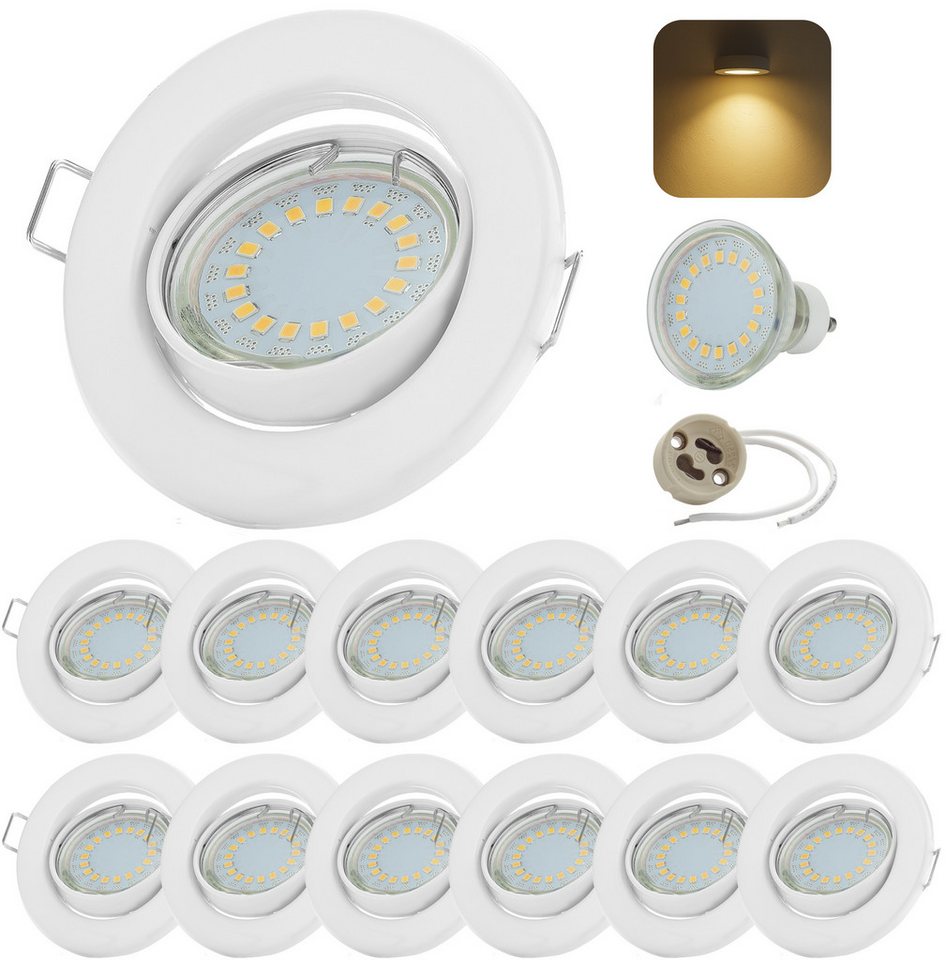 Sweet LED LED Einbaustrahler GU10 5W 230V Deckenstrahler 12er Set Weiß Schwenkbar 3000K Einbauspots, Deckenspots, Deckenstrahler,Einbauleuchten Bild 5