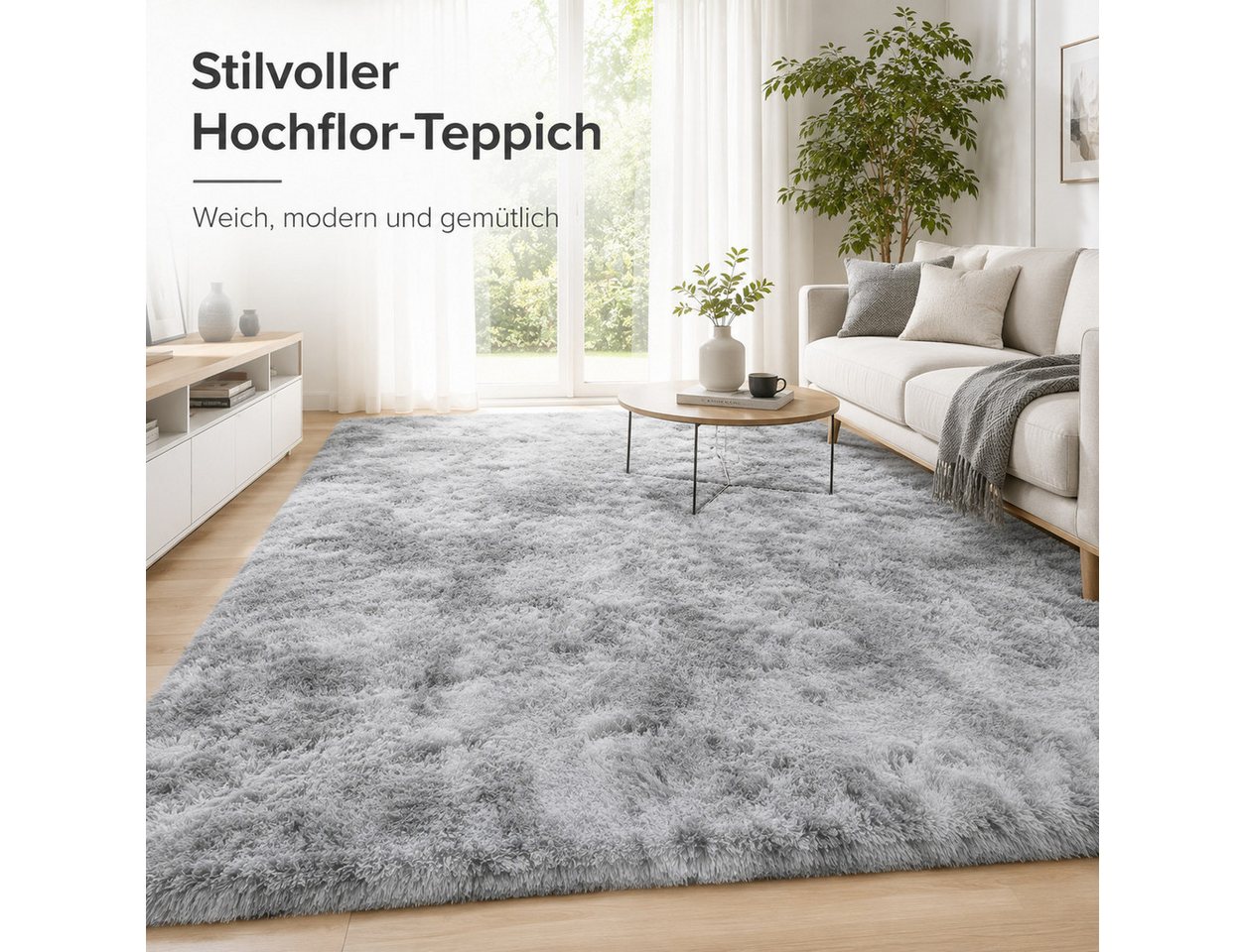 Lochas Hochflor-Teppich Hochflor Teppich Shaggy Tie-Dye Design weich flauschig Wohnzimmer, weich, flauschig, rutschhemmend, waschbar, pflegeleicht