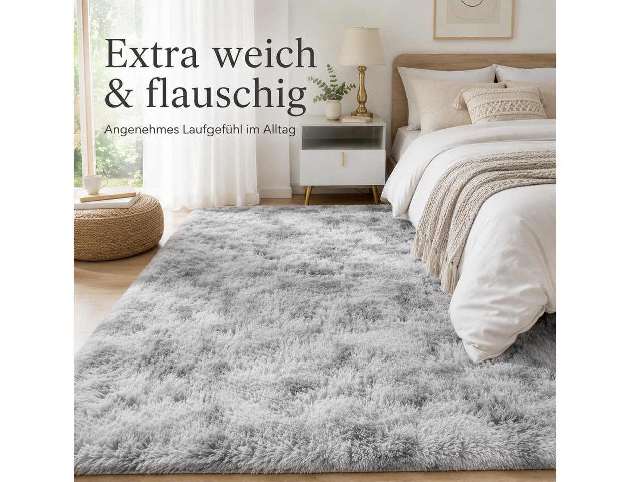 Lochas Hochflor-Teppich Hochflor Teppich Shaggy Tie-Dye Design weich flauschig Wohnzimmer, weich, flauschig, rutschhemmend, waschbar, pflegeleicht Bild 5
