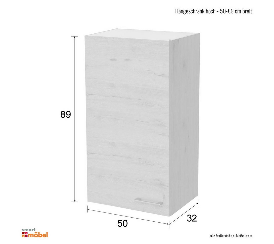 Flex-Well Hängeschrank Hochhängeschrank Küche - 50 x 89 cm breit - Sonoma Eiche – Salerno Bild 4