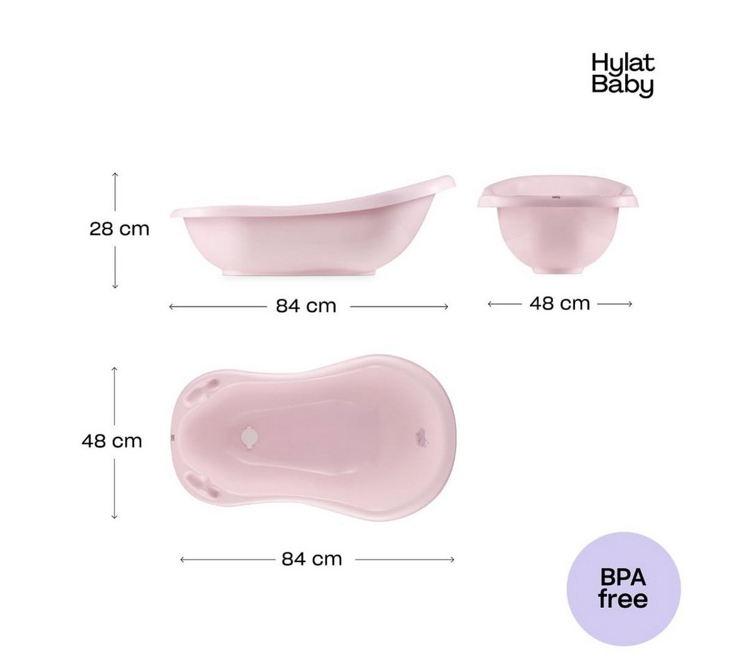 Hylat Baby Babybadewanne Hylat Baby Babybadewanne mit Gestell, TÜV Rheinland zertifiziert, Lite, (2-tlg), Hylat Baby Babywanne mit Gestell Rosa Bild 2