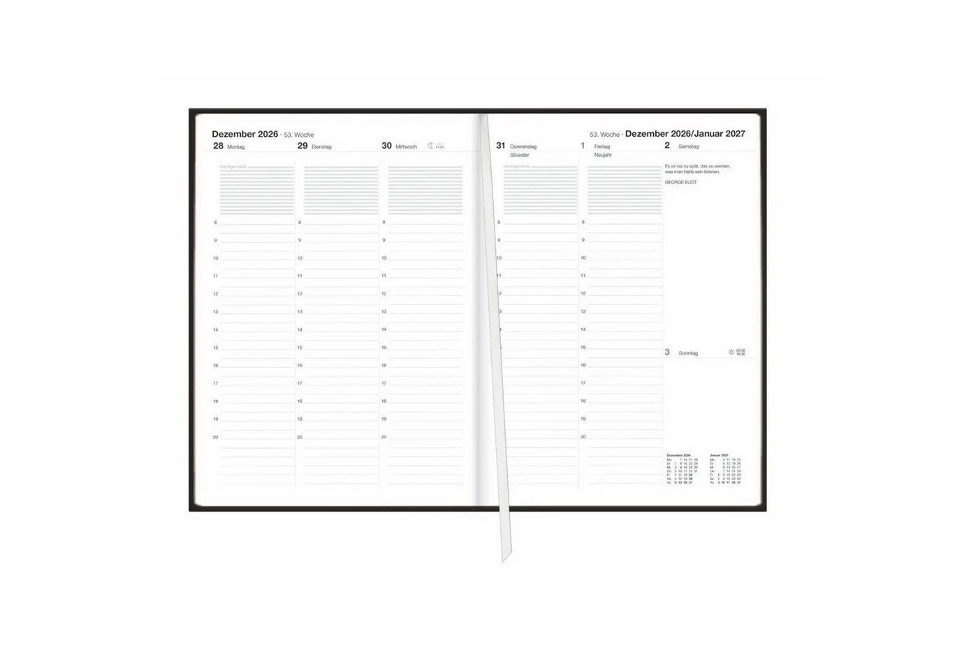 HEYE Taschenkalender Terminer A6, Leder schwarz 2027 Bild 2