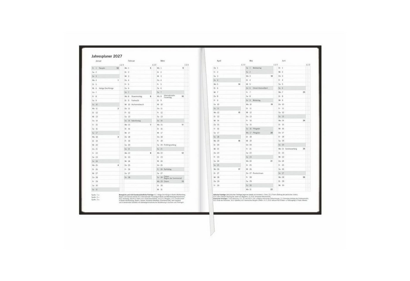 HEYE Taschenkalender Terminer A6, Leder schwarz 2027 Bild 3