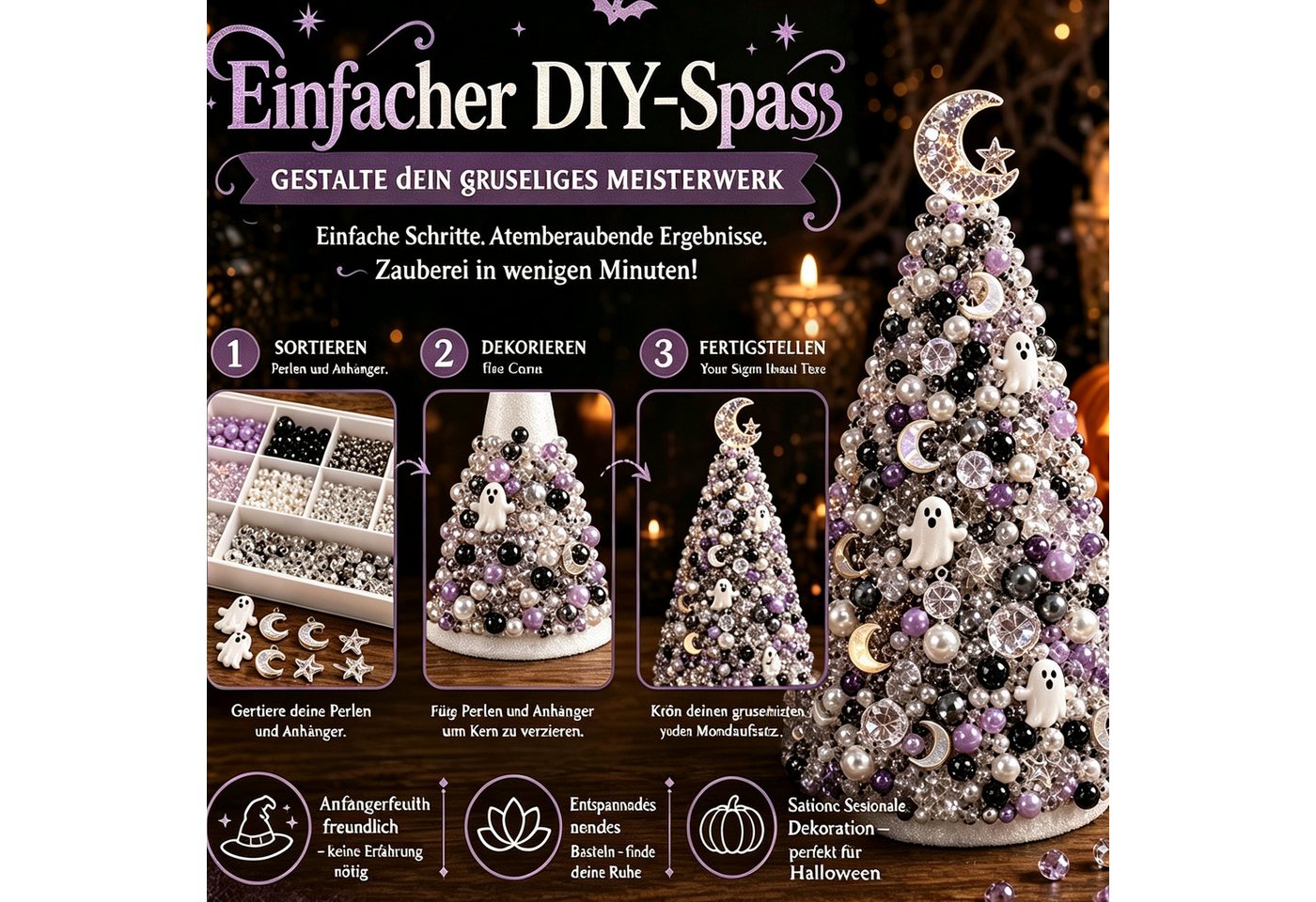 CLTYQ Kreativset DIY-Kreativset für einen Perlen-Weihnachtsbaum, Weihnachtsdeko zum Selbermachen für Erwachsene und Kinder Bild 5