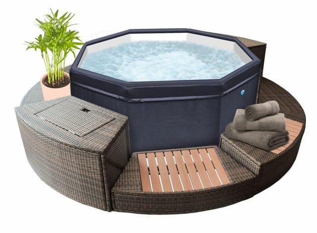 Netspa - Octopus Outdoor Whirlpool halbstarr achteckig für 4-6 Personen inkl. 5 teilige Umrandung