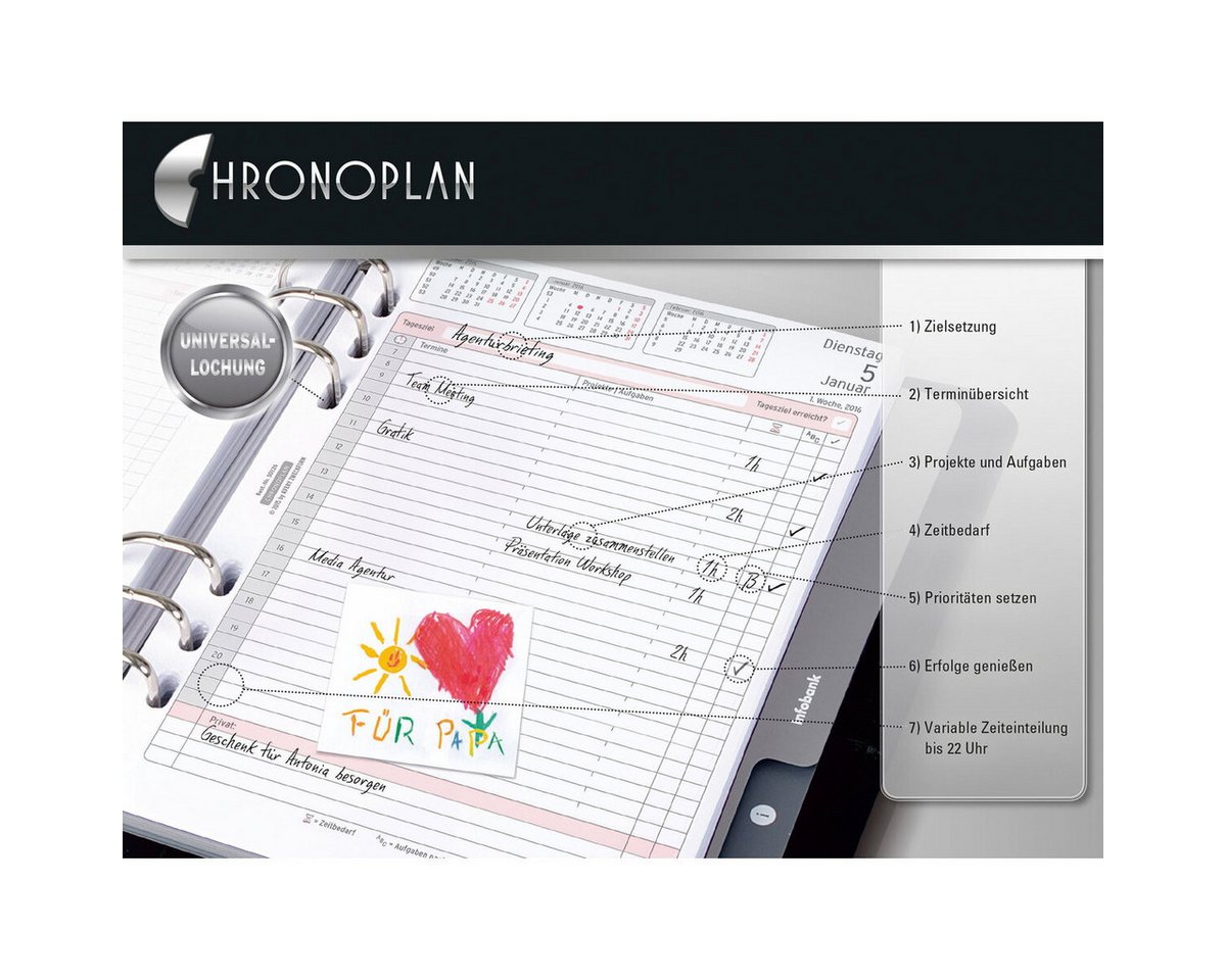 CHRONOPLAN Terminplaner Chronoplan Wochenplan A5 2027 1 Woche/2 Seiten in Spalten