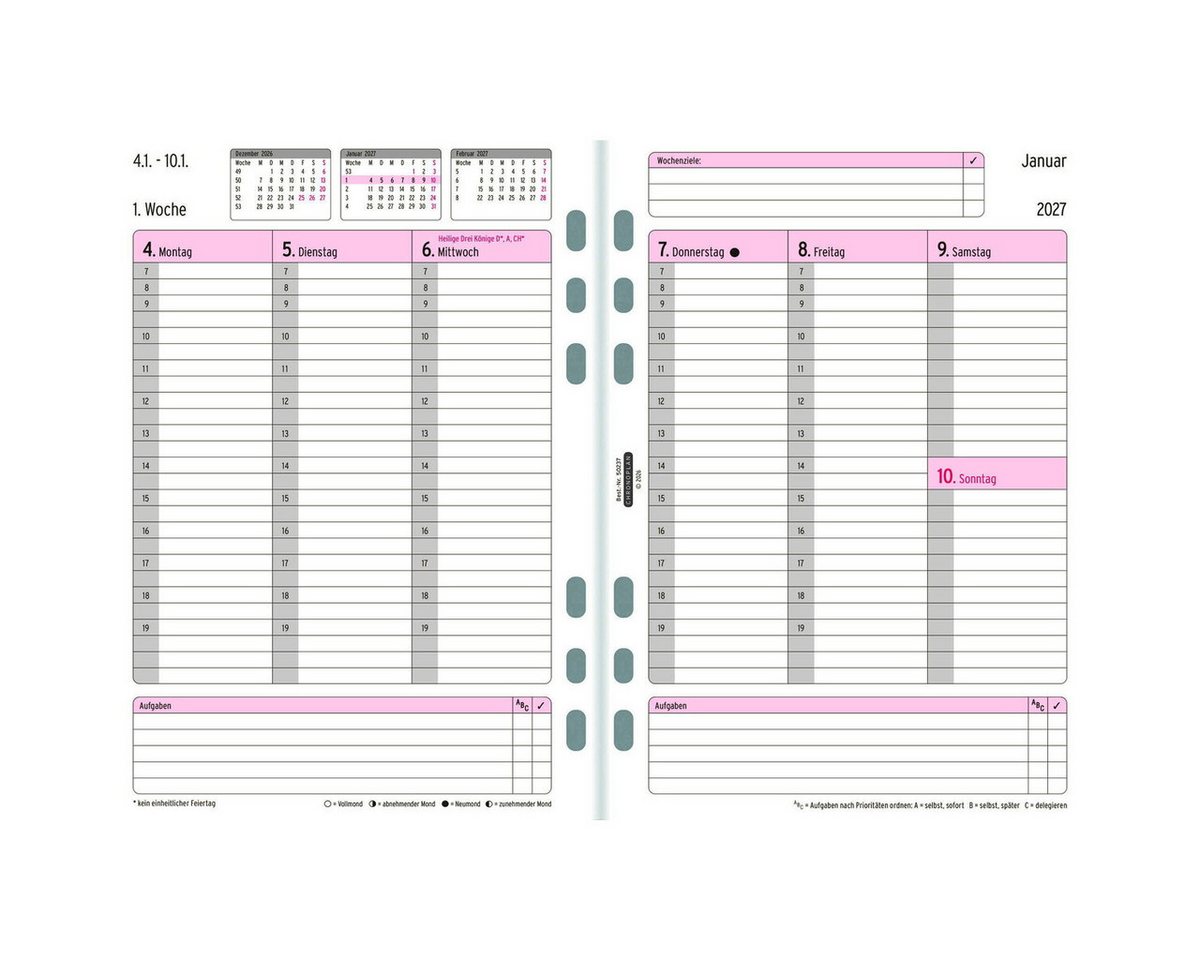 CHRONOPLAN Terminplaner Chronoplan Wochenplan A5 2027 1 Woche/2 Seiten in Spalten Bild 2