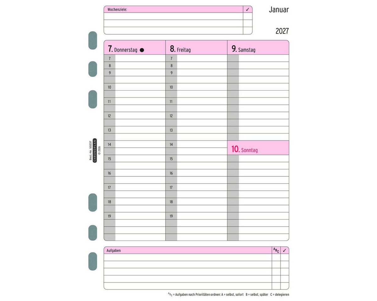 CHRONOPLAN Terminplaner Chronoplan Wochenplan A5 2027 1 Woche/2 Seiten in Spalten Bild 5