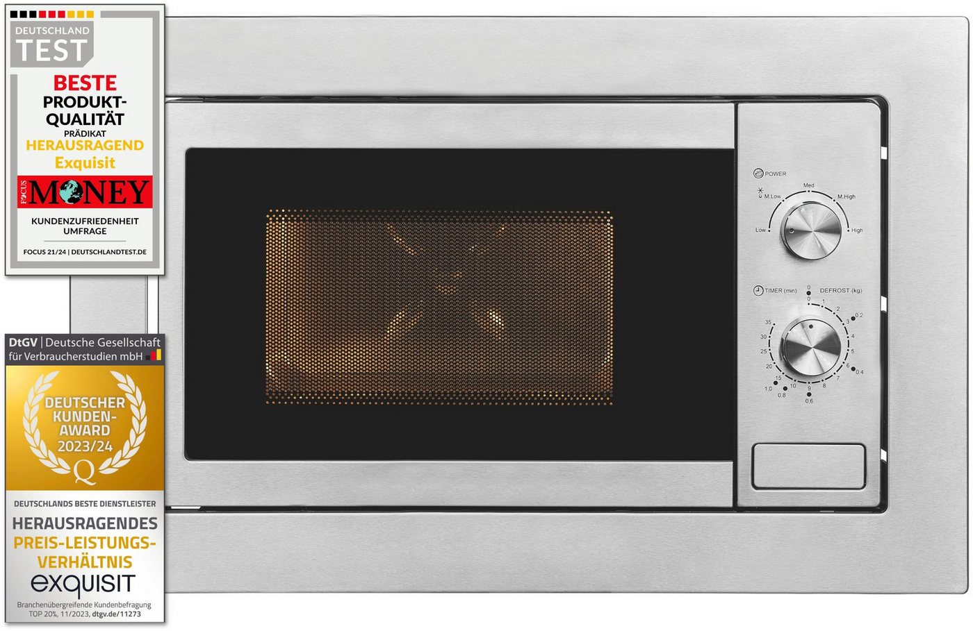 exquisit Einbau-Mikrowelle EMW10-020, Mikrowelle, 20 l, 2-in-1 Gerät: Auftauen und Aufwärmen – Genuss im Handumdrehen Bild 3