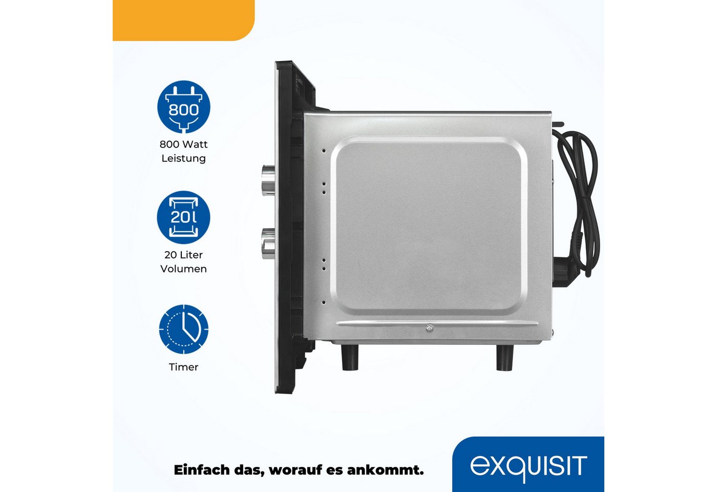 exquisit Einbau-Mikrowelle EMW10-020, Mikrowelle, 20 l, 2-in-1 Gerät: Auftauen und Aufwärmen – Genuss im Handumdrehen Bild 4