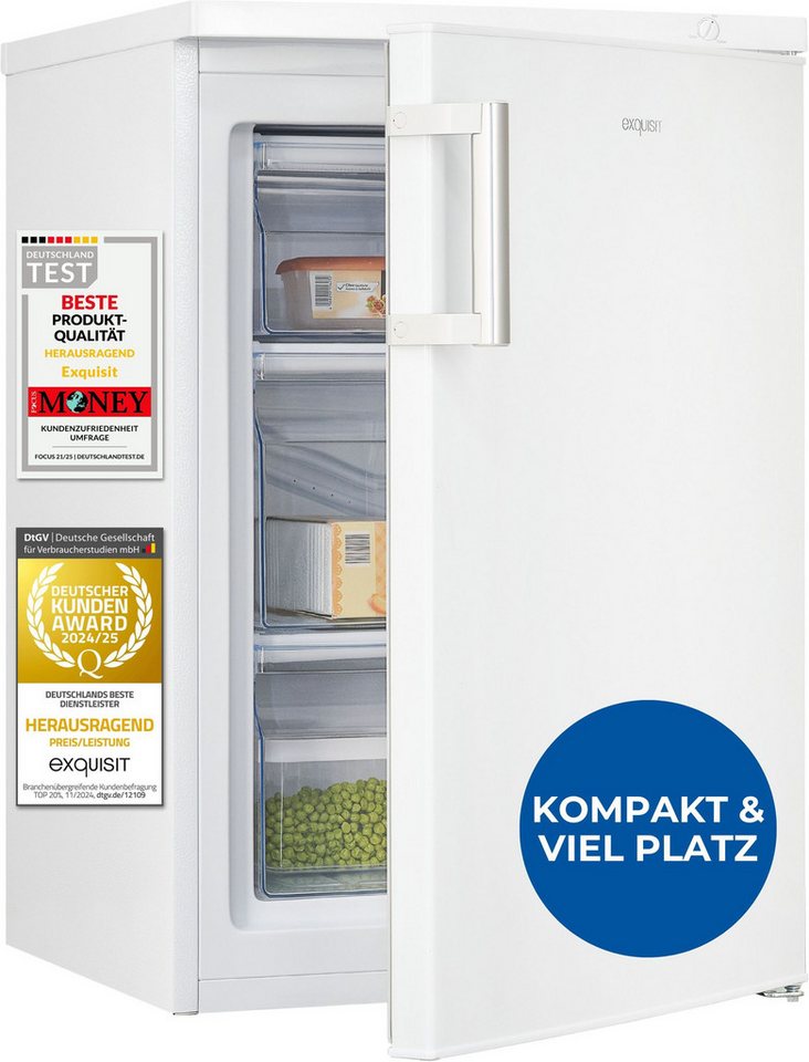 exquisit Gefrierschrank GS81-H-010C weiss, 84,5 cm hoch, 56 cm breit, Türgriff für Komfort, flexible Gefrierschubladen für mehr Ordnung Bild 5