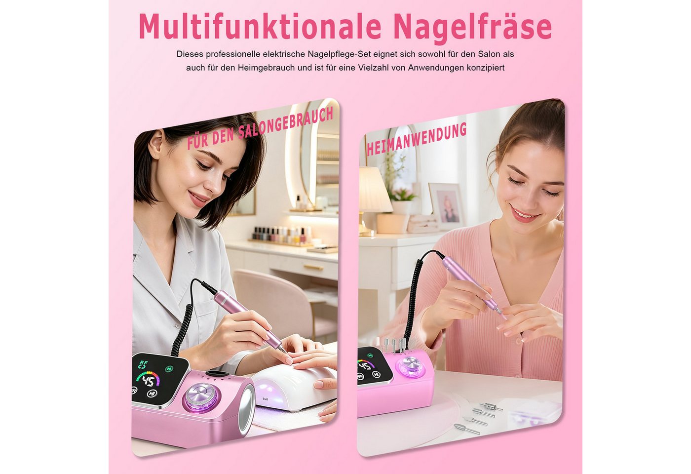 AKKEE Maniküre-Pediküre-Set Elektrischer Nagelfeile Nagelfräser für Gelnägel, 45000 U/min, Profi Nagelfräser mit LCD-Display, 48 Zubehören Bild 4