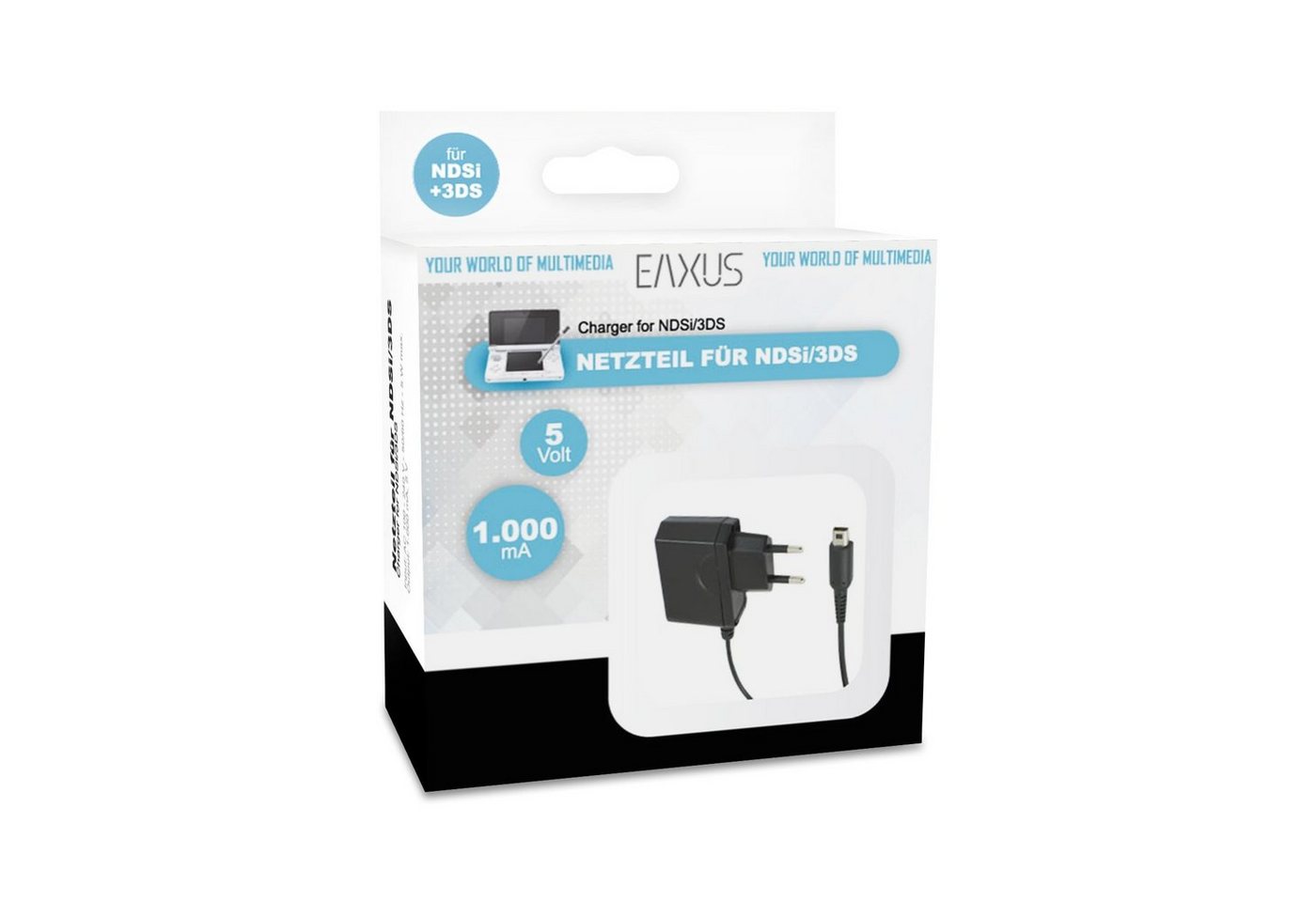 EAXUS Netzteil für Nintendo 3DS, 2DS und DSi Konsolen-Ladestation (1000,00 mA, Ladekabel mit Schutztechniken) Bild 3