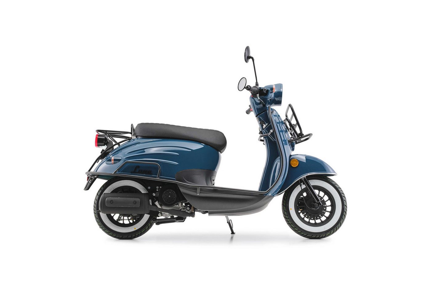 Burnout Motorroller Luna Ozeanblau, 50 ccm, 25 km/h, Euro 5, Retro-Design, LED-Licht Bild 2