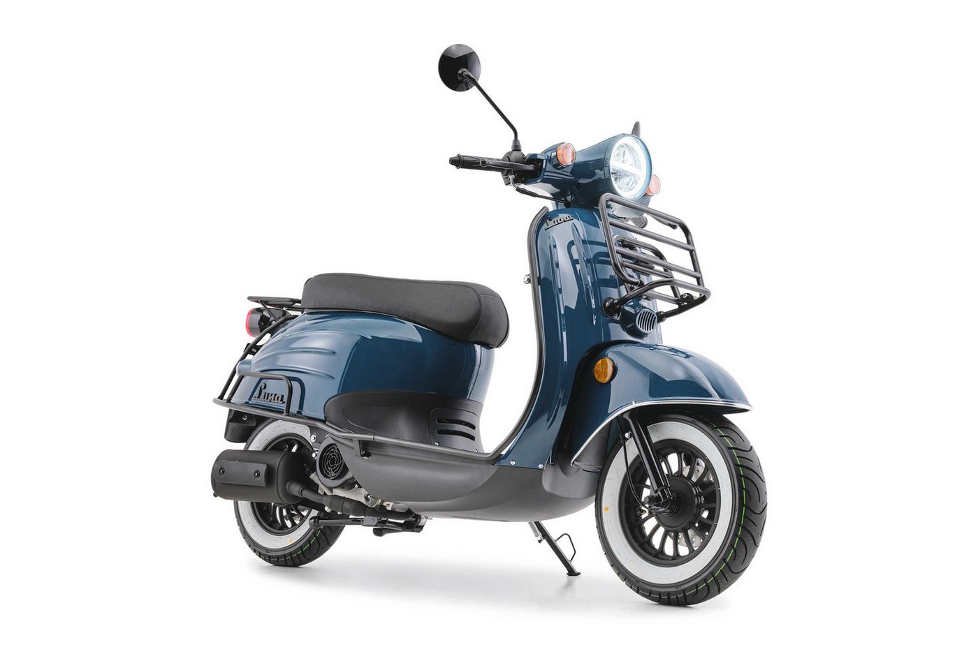 Burnout Motorroller Luna Ozeanblau, 50 ccm, 25 km/h, Euro 5, Retro-Design, LED-Licht Bild 4