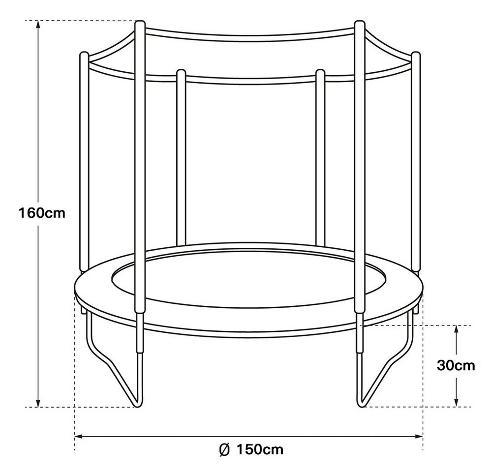 JEOBEST Gartentrampolin Outdoor Trampolin mit Sicherheitsnetz, Ø 150 cm, mit Sicherheitsnetz, Schutzpolster, belastbar bis 60 kg Bild 2