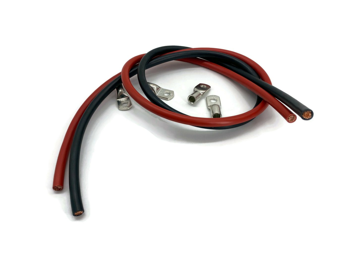 eXODA Kabel 35mm2 M8 4x Ringöse mit jeweils 1m rot und schwarz Batteriekabel, Kabelschuhe unverpresst (100 cm) Bild 2