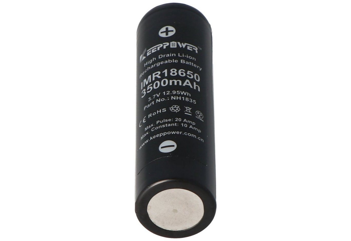 Keeppower Keeppower IMR18650 3500mAh, 3,6V - 3,7V Li-Ion-Akku Flat Top Abmessun Akku 3500 mAh (3,7 V) Bild 2