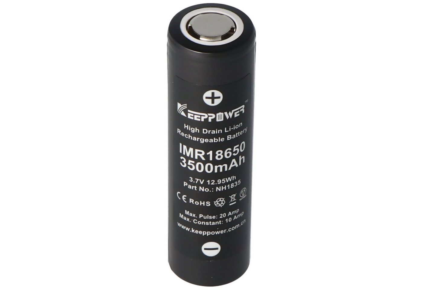 Keeppower Keeppower IMR18650 3500mAh, 3,6V - 3,7V Li-Ion-Akku Flat Top Abmessun Akku 3500 mAh (3,7 V) Bild 3