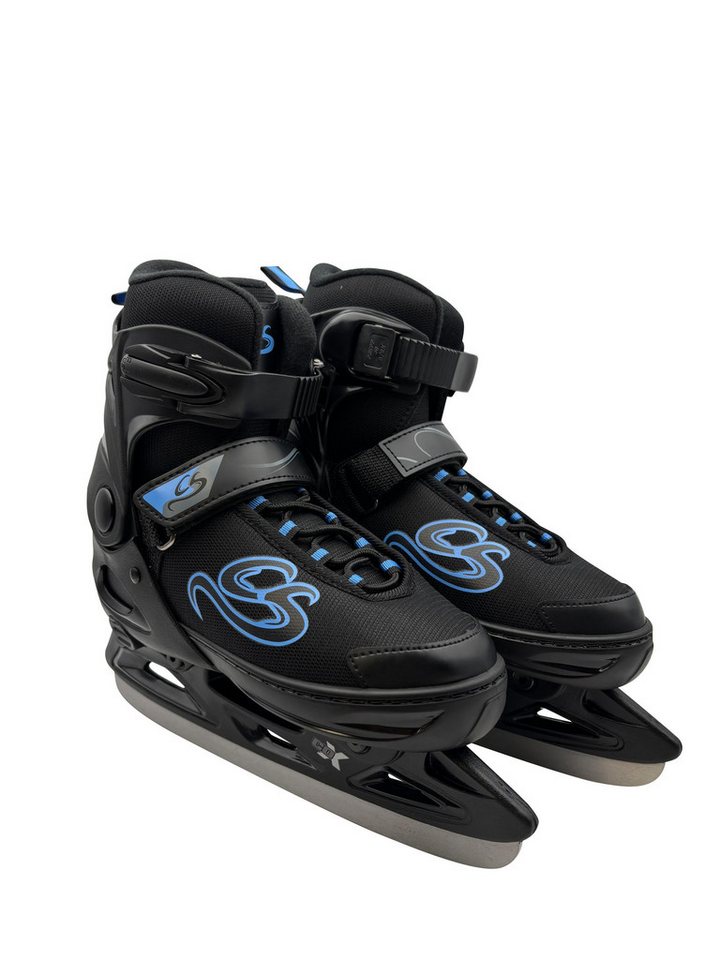 Cox Swain Schlittschuhe CRYSTAL – größenverstellbar, Softboot – Black/Blue – L (40-43), Verstellbare Schlittschuhe mit Edelstahlkufen Bild 2
