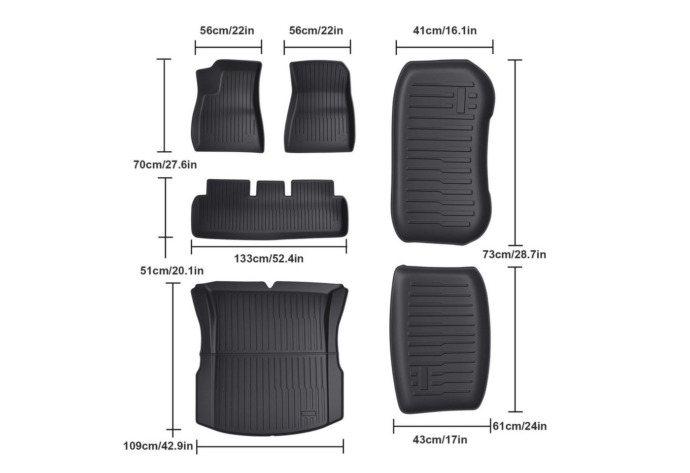 Rutaqian Auto-Fußmatte Geeignet für 2024 Tesla Model 3 TPE Fußpolster 6-teiliges Set Bild 4