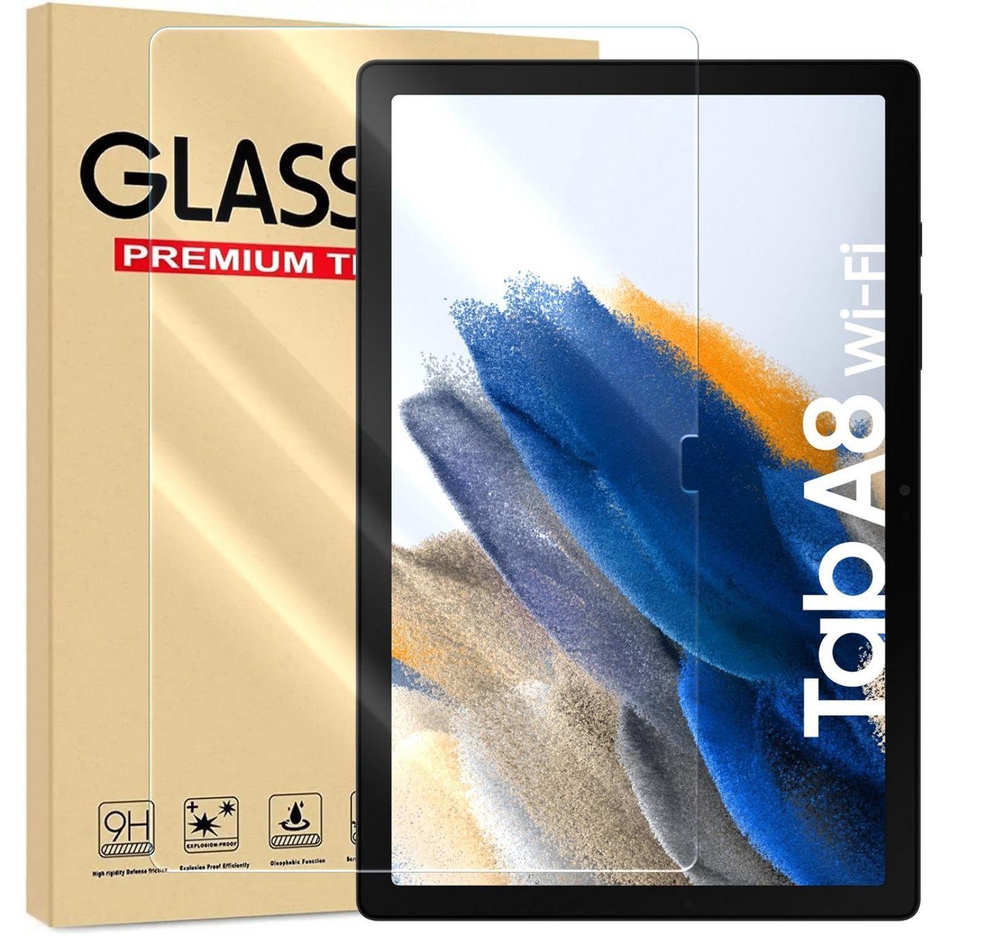 Numerva Schutzfolie Panzer Folie für Samsung Galaxy Tab A8 10.5 2021, (Schutzfolie, 1x Schutzfolie 2x Reinigungstücher), Tablet Display Schutzglas Folie Echt Glas Folie 9H