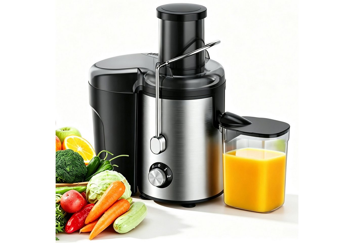 ibettertec Zentrifugenentsafter Zentrifugaler Edelstahl Entsafter für Obst und Gemüse 600W, 600 W, elektrisch, 3 Geschwindigkeitsstufen, Überhitzungsschutz, BPA-frei Bild 3