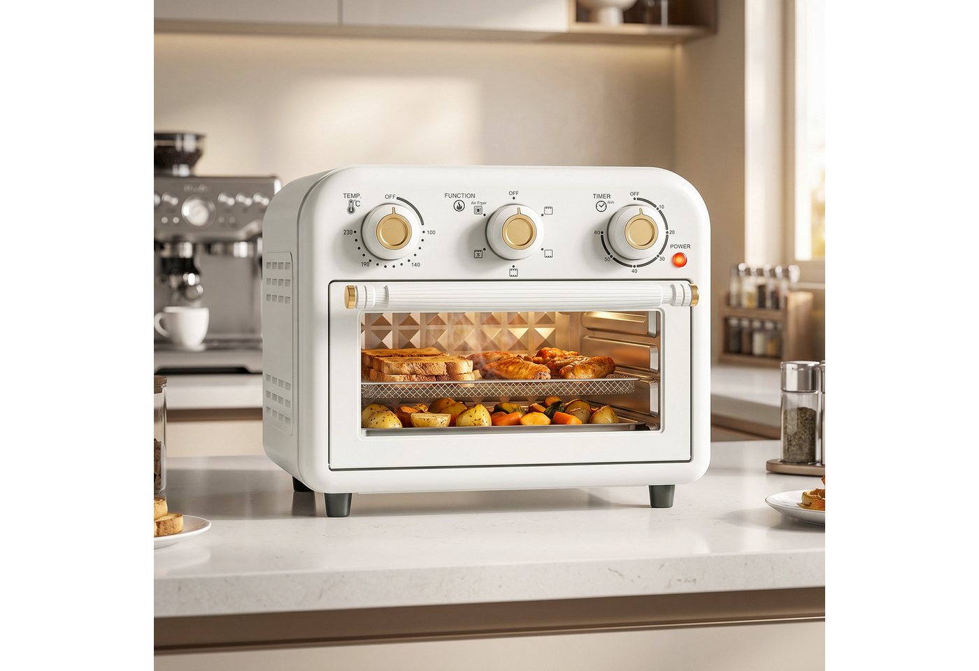 HOMCOM Minibackofen Heißluftfritteuse mit Backblech und Frittierkorb, 2-in-1 Airfryer-Backofen, 12 l, 1200 W Bild 4