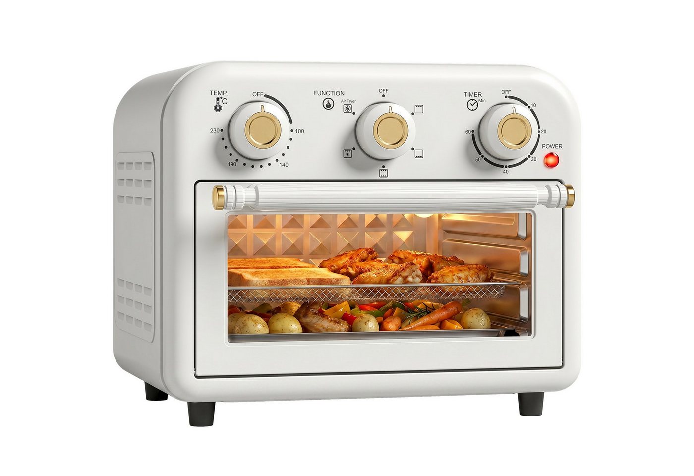 HOMCOM Minibackofen Heißluftfritteuse mit Backblech und Frittierkorb, 2-in-1 Airfryer-Backofen, 12 l, 1200 W Bild 5
