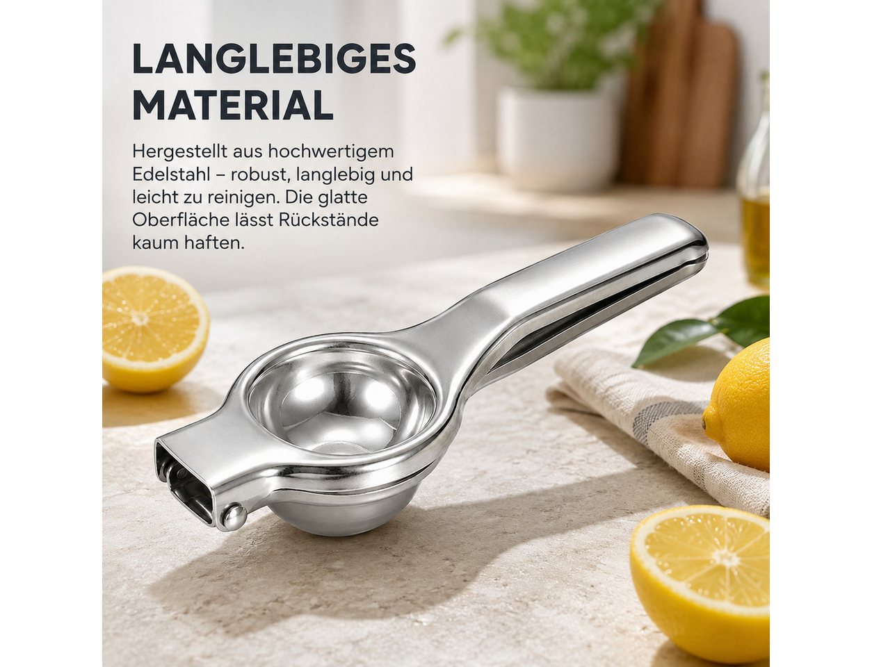 Fyrove Entsafter Manuelle Saftpresse aus Edelstahl, ergonomischer Griff, 0 W, Robuste Konstruktion aus hochwertigem Edelstahl