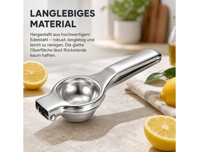 Fyrove Entsafter Manuelle Saftpresse aus Edelstahl, ergonomischer Griff, 0 W, Robuste Konstruktion aus hochwertigem Edelstahl