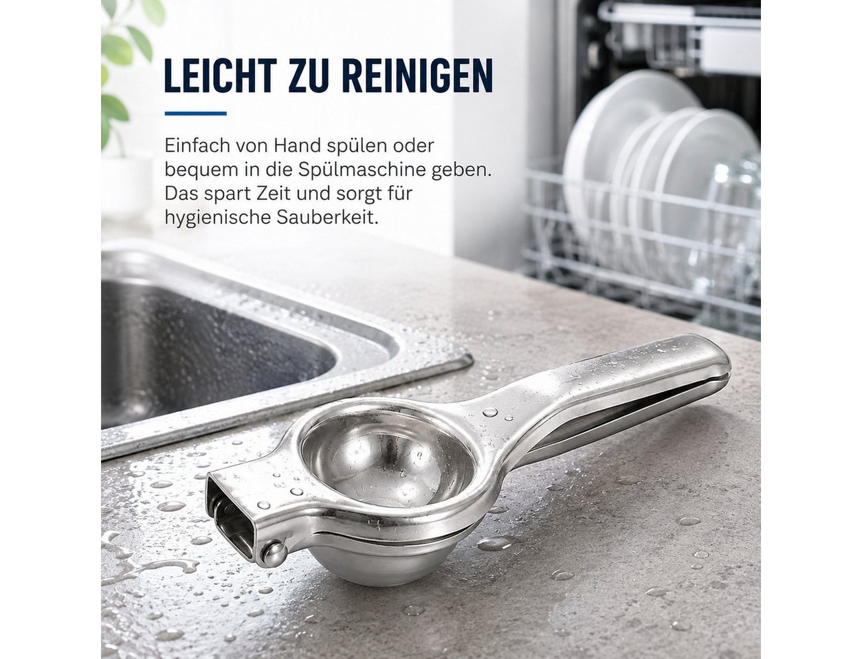 Fyrove Entsafter Manuelle Saftpresse aus Edelstahl, ergonomischer Griff, 0 W, Robuste Konstruktion aus hochwertigem Edelstahl Bild 3