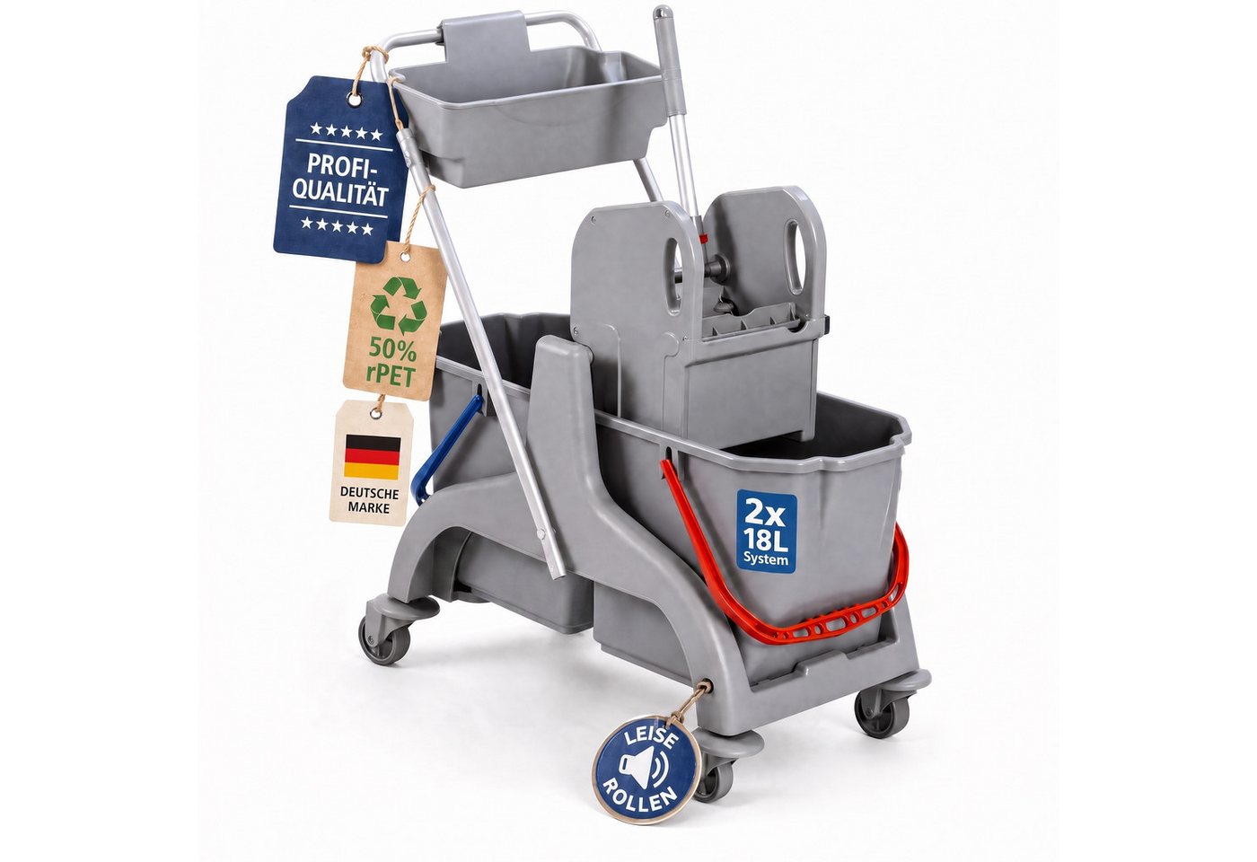 Bellanet Putzwagen bellanet Reinigungswagen mit Mopp-Presse für Gebäudereinigung, leise Bild 3
